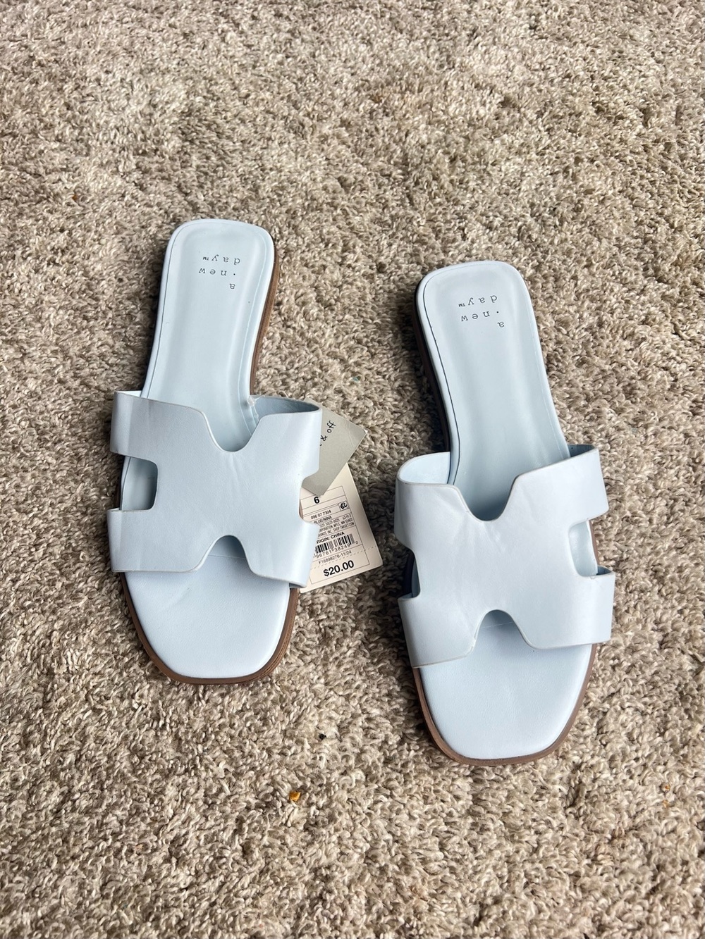 Madewell Pale Blue Cutout Slide Sandals. Size 6